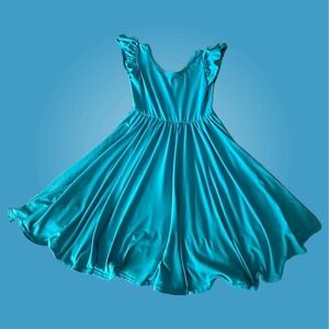 Dot Dot Smile DDS Empire Twirl TEAL BLUE Dress- Size 5/6